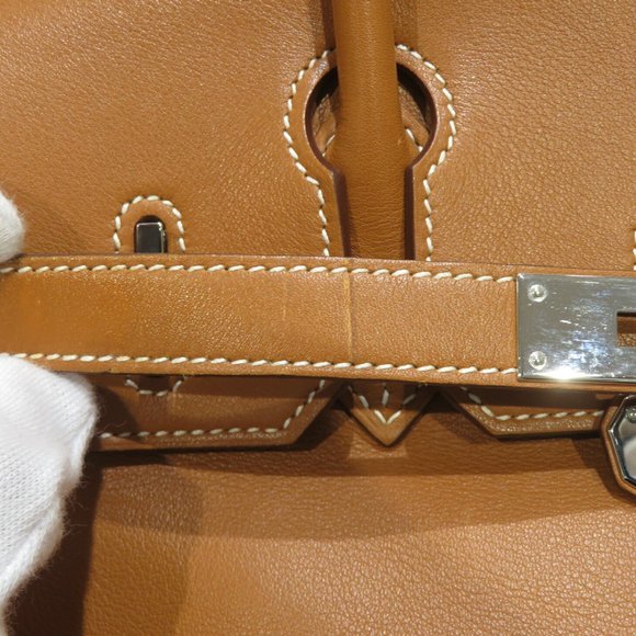 HERMES Hermes Birkin 30 Handbag Gold/Silver Hardware Evercolor □K Stamp D19 W... - Picture 12 of 16